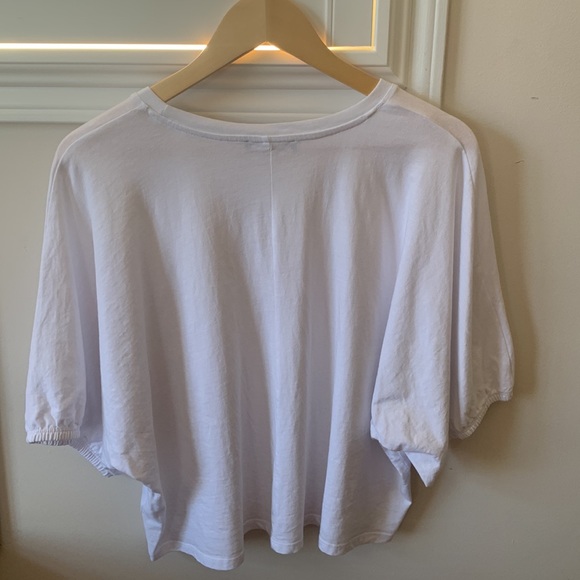 Zara, Sz L, white T-shirt with 3/4 ballon sleeve - Picture 5 of 5